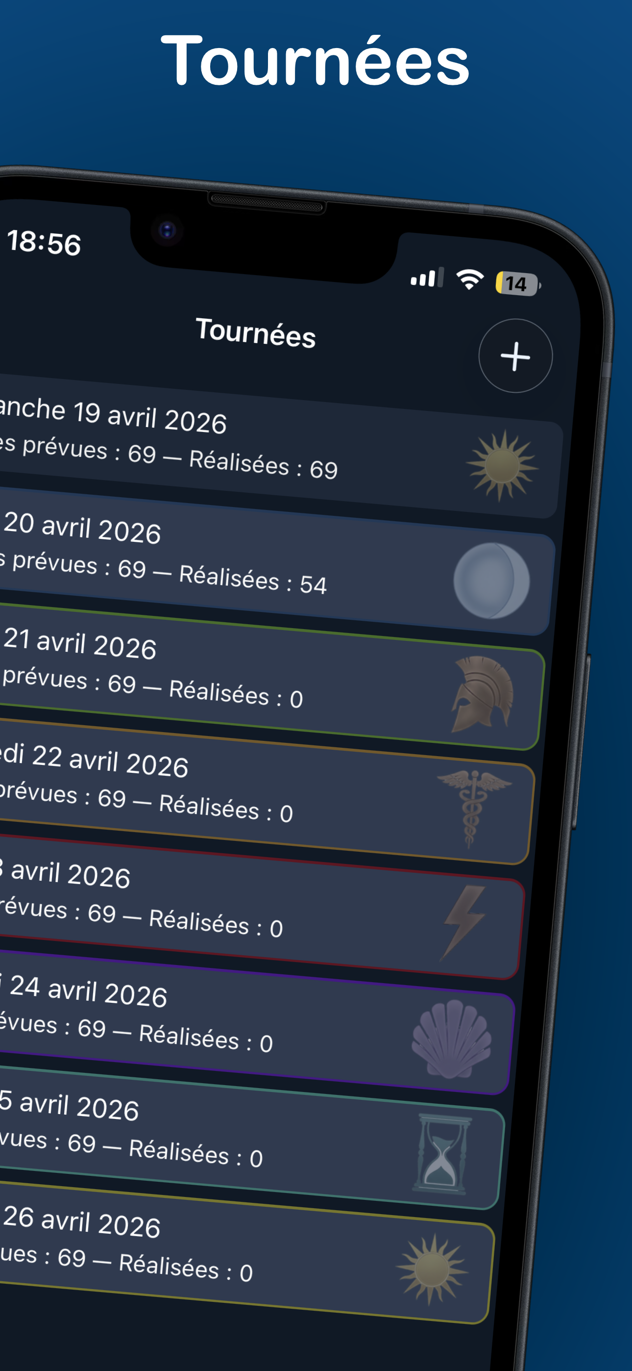 Écran des tournées CarePediem